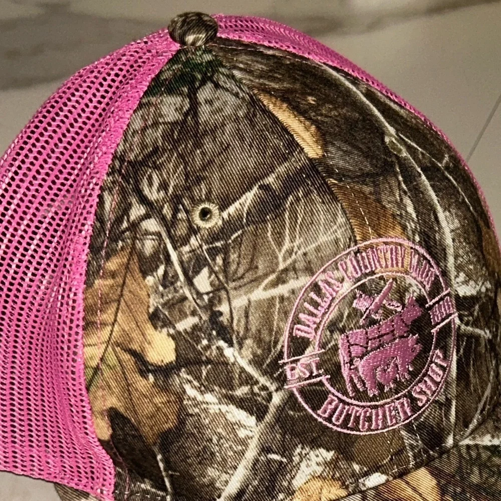 Custom made Camouflage Pink Trucker Hat Butcher Shop Dallas Country Club